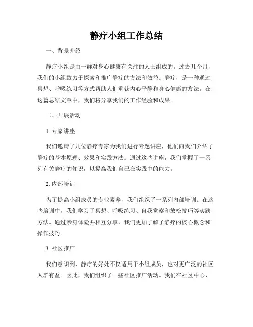 静疗小组工作总结