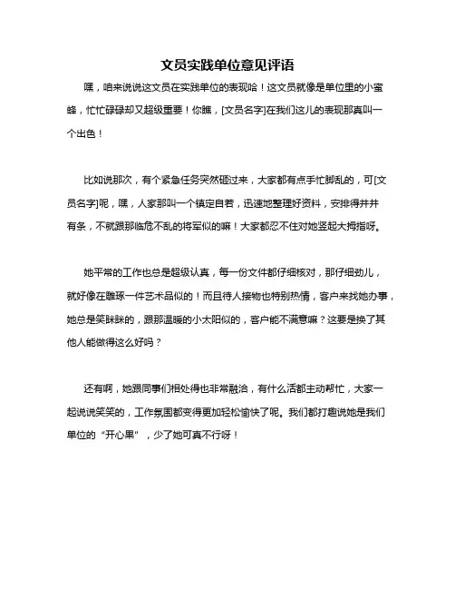 文员实践单位意见评语