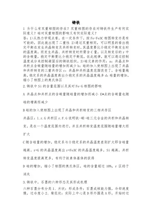 铸造合金及其熔炼复习总结资料