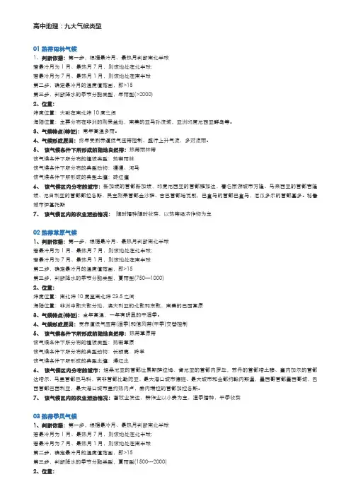 九大气候类型