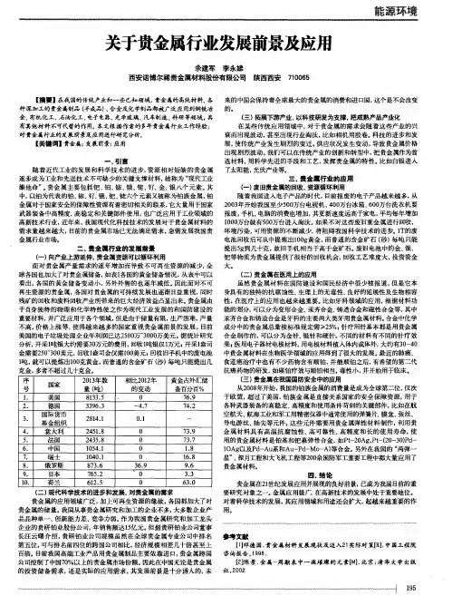 关于贵金属行业发展前景及应用
