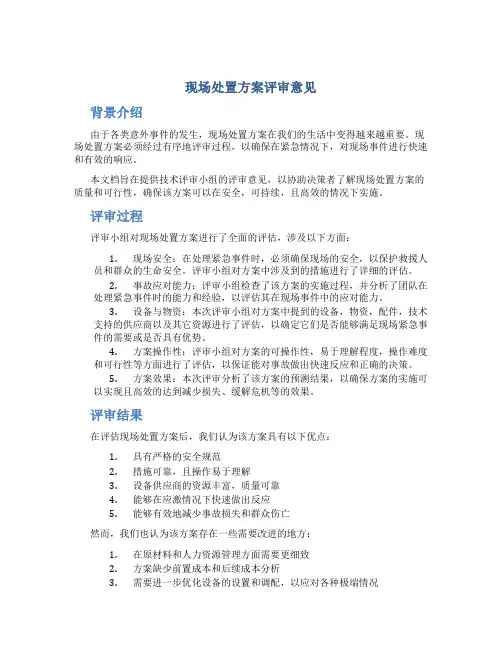 现场处置方案评审意见