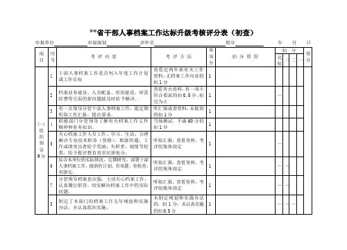 (精选文档)干部人事档案审核工作检查验收案卷评分表