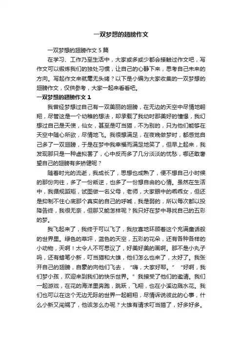一双梦想的翅膀作文5篇
