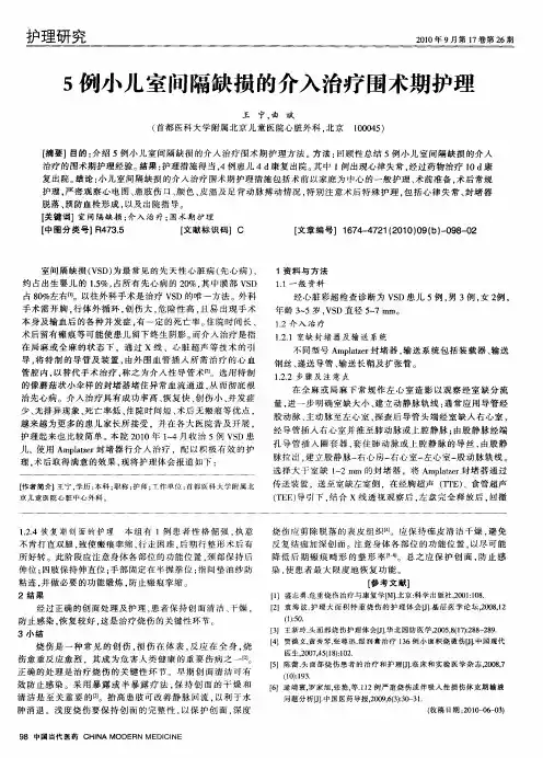 5例小儿室间隔缺损的介入治疗围术期护理