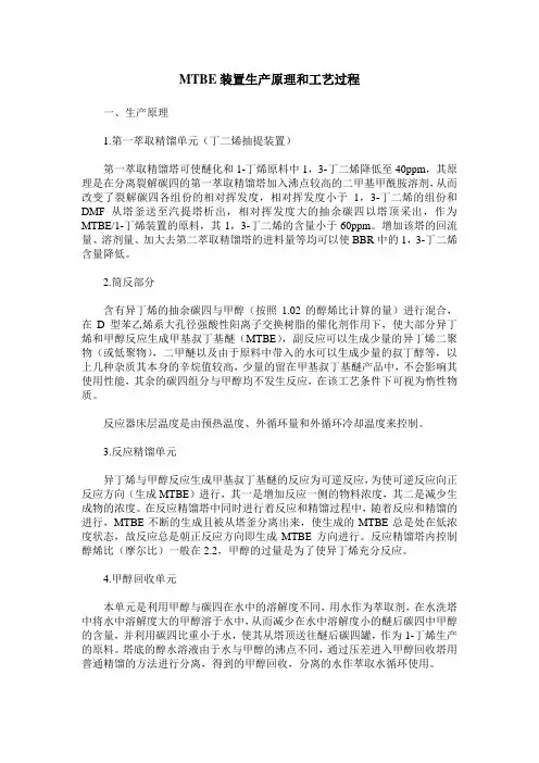MTBE装置生产原理和工艺过程
