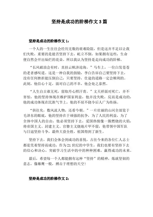 坚持是成功的阶梯作文3篇
