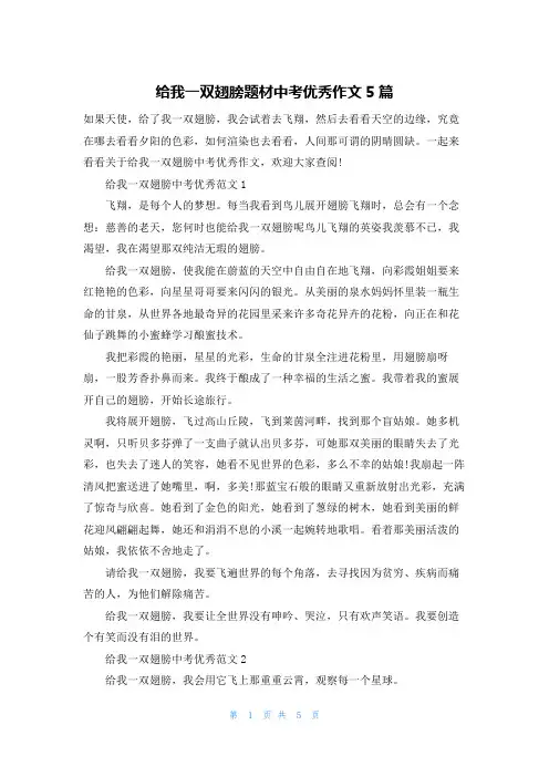 给我一双翅膀题材中考优秀作文5篇