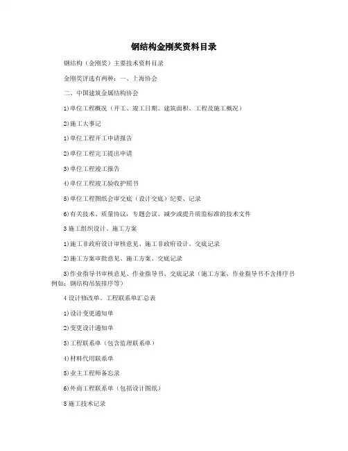 钢结构金刚奖资料目录