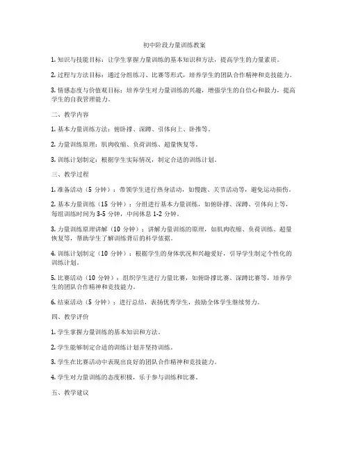 初中阶段力量训练教案