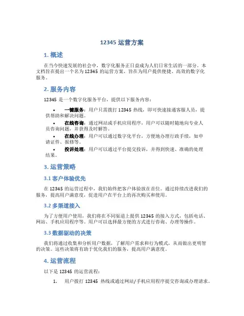 12345运营方案
