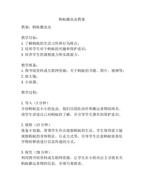 蚂蚁搬虫虫教案