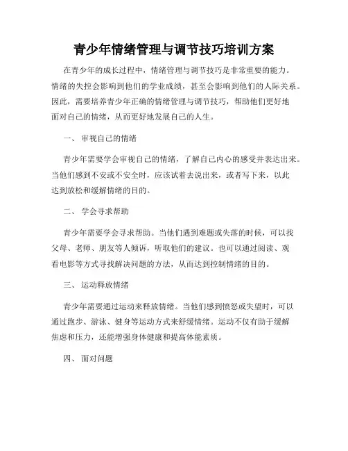 青少年情绪管理与调节技巧培训方案