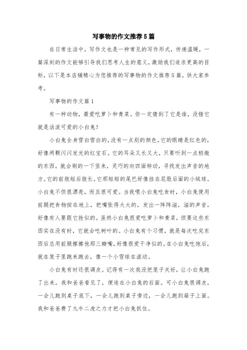 写事物的作文推荐5篇