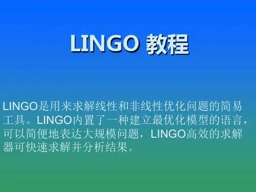 专题资料（2021-2022年）lingo学习教程