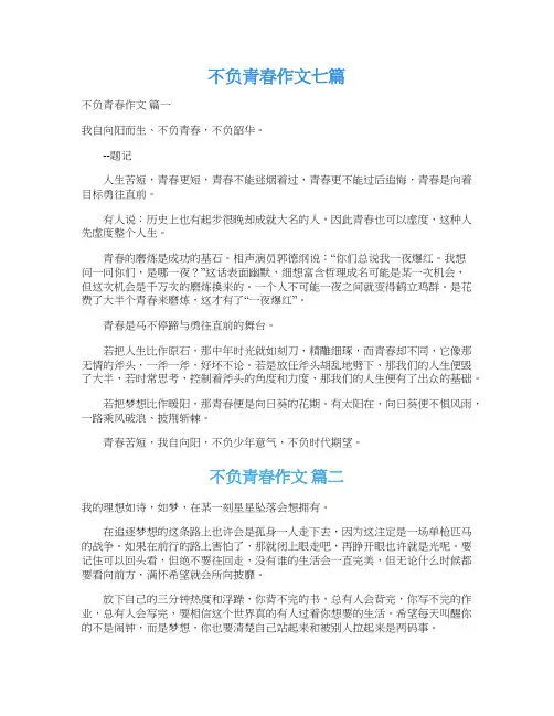 不负青春作文七篇