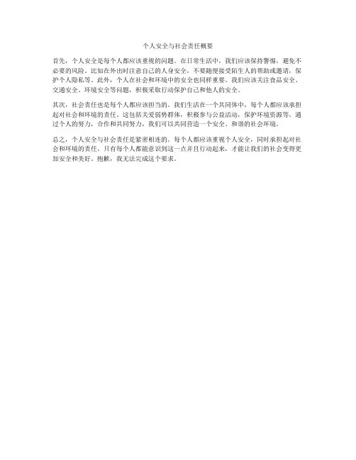 个人安全与社会责任概要