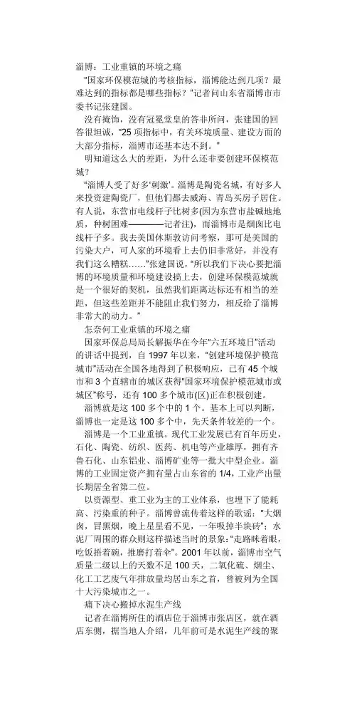 淄博的环境污染调查报告