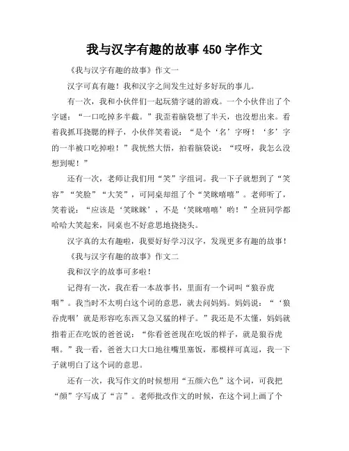 我与汉字有趣的故事450字作文