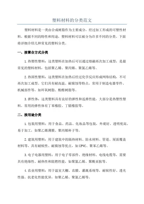 塑料材料的分类范文