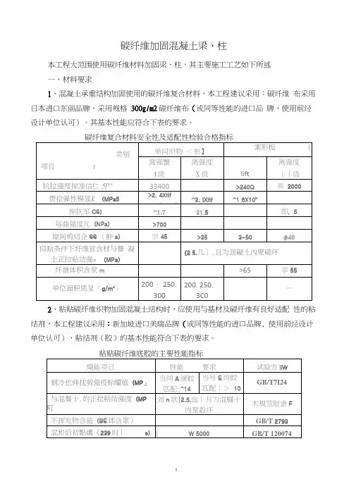碳纤维粘贴加固施工方案