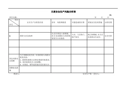 月度安全生产风险分析表