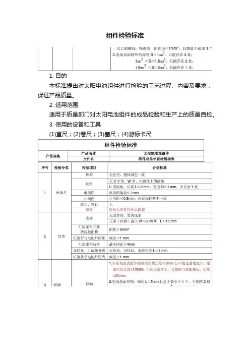 组件检验标准