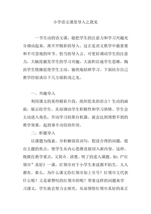 小学语文课堂导入之我见