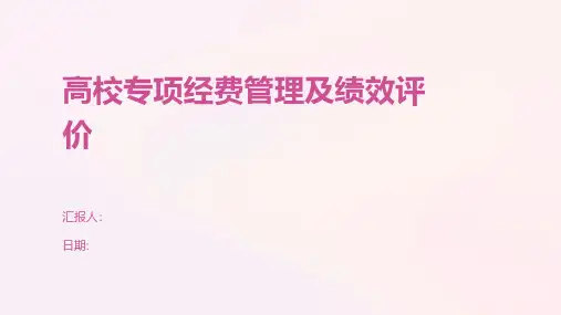 高校专项经费管理及绩效评价