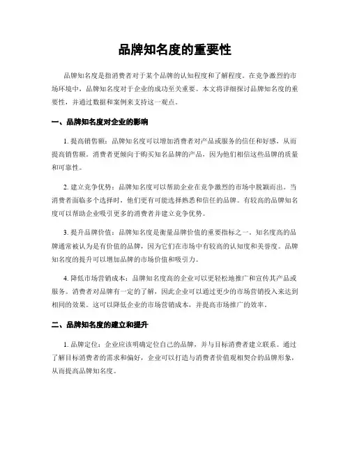 品牌知名度的重要性