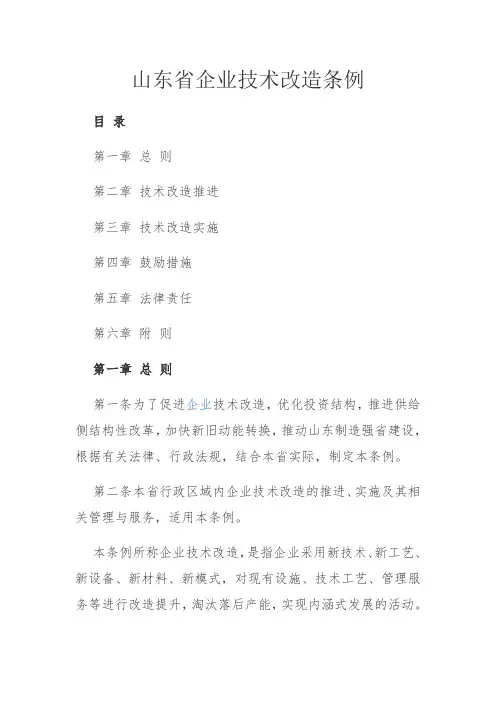 山东省企业技术改造条例