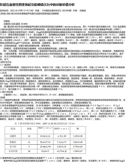 彩超在血管性阴茎勃起功能障碍(ED)中的诊断价值分析
