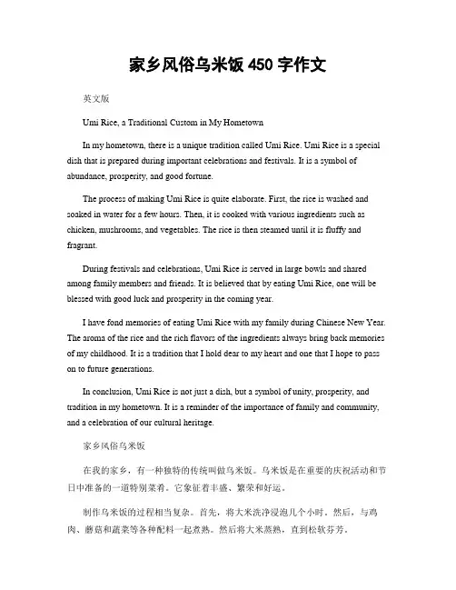 家乡风俗乌米饭450字作文