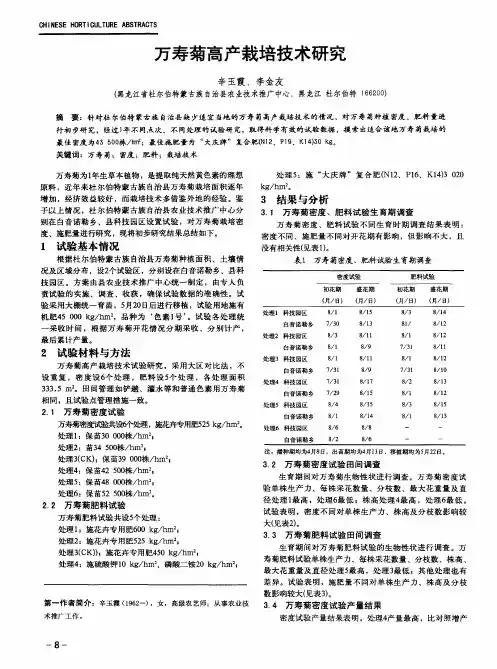 万寿菊高产栽培技术研究