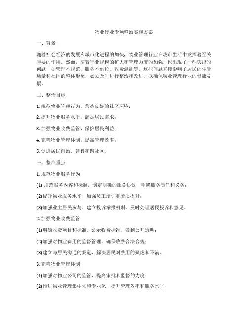 物业行业专项整治实施方案