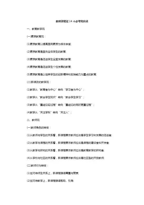 教师资格证14个必考知识点