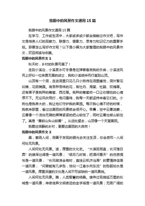 我眼中的风景作文通用15篇
