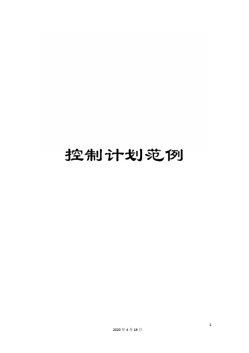 控制计划范例