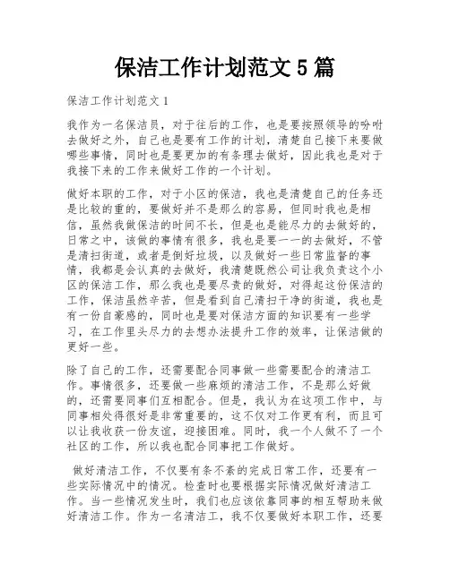保洁工作计划范文5篇
