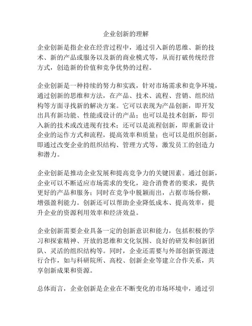 企业创新的理解