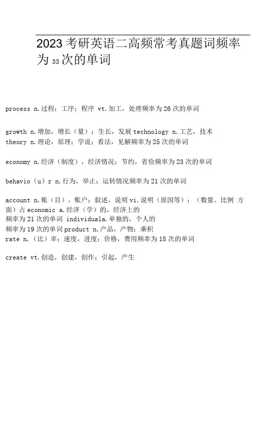 2023考研英语二高频常考真题词