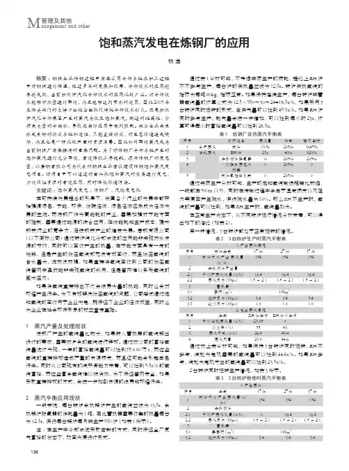 饱和蒸汽发电在炼钢厂的应用
