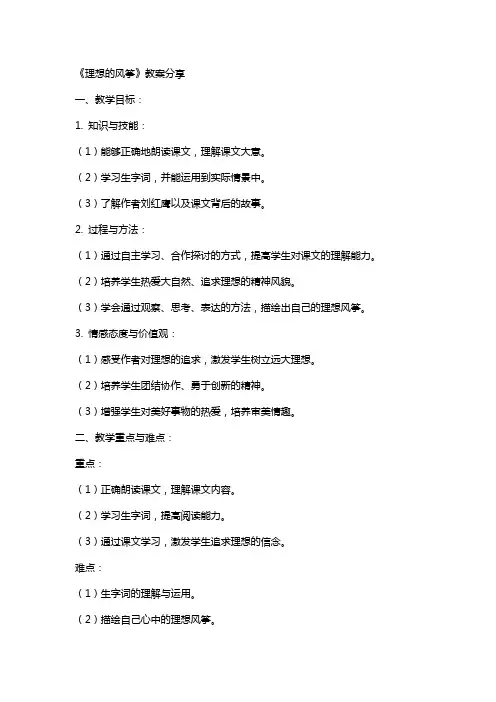 《理想的风筝》教案分享