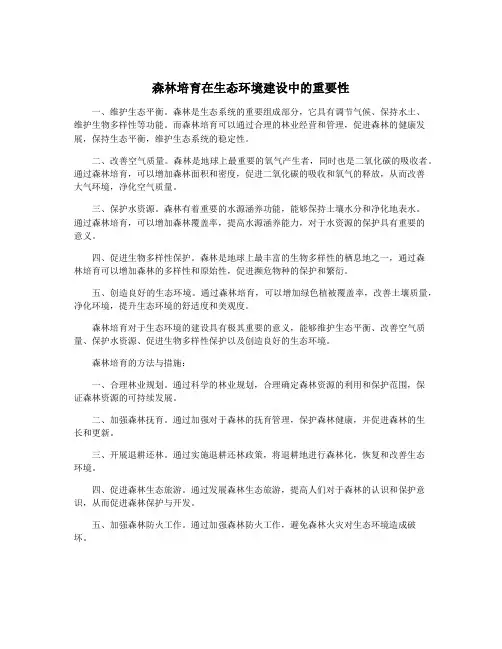 森林培育在生态环境建设中的重要性