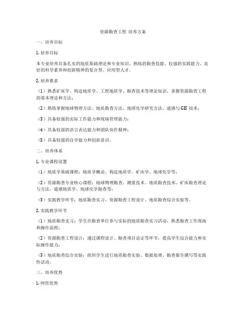 资源勘查工程  培养方案
