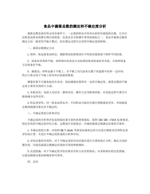 食品中菌落总数的测定和不确定度分析