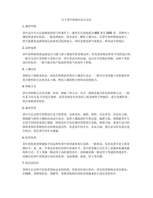 关于茶叶种植知识点总结