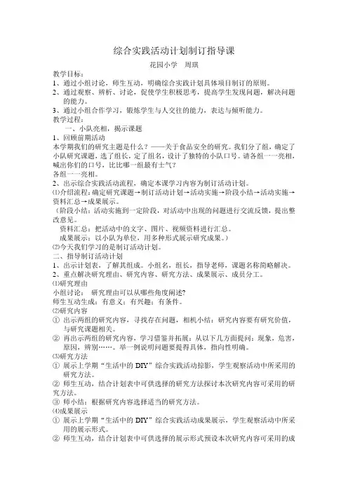 综合实践计划指导课教案