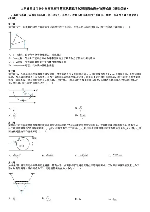 山东省潍坊市2024届高三高考第三次模拟考试理综高效提分物理试题(基础必刷)