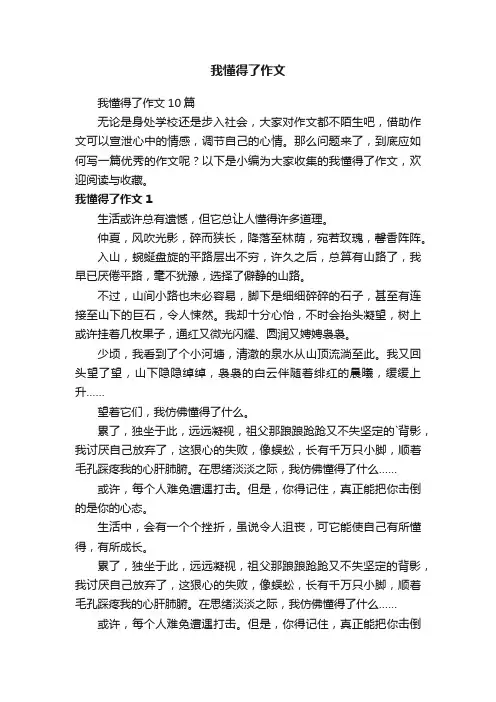 我懂得了作文10篇
